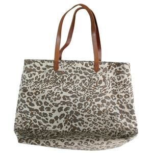 Madewell Canvas Leopard Transport Tote Shoulder Bag Womens Laptop Purse Carry On